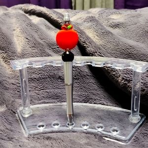HANDMADE DECORATIVE APPLE BEADED PEN. Includes pouch.